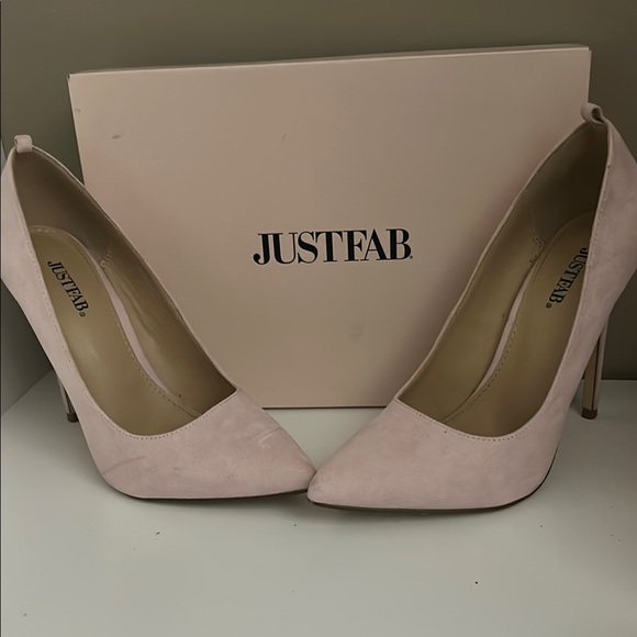 JustFab Pink Stiletto Heels with Rhinestone Embellishments - Picture 3 of 5